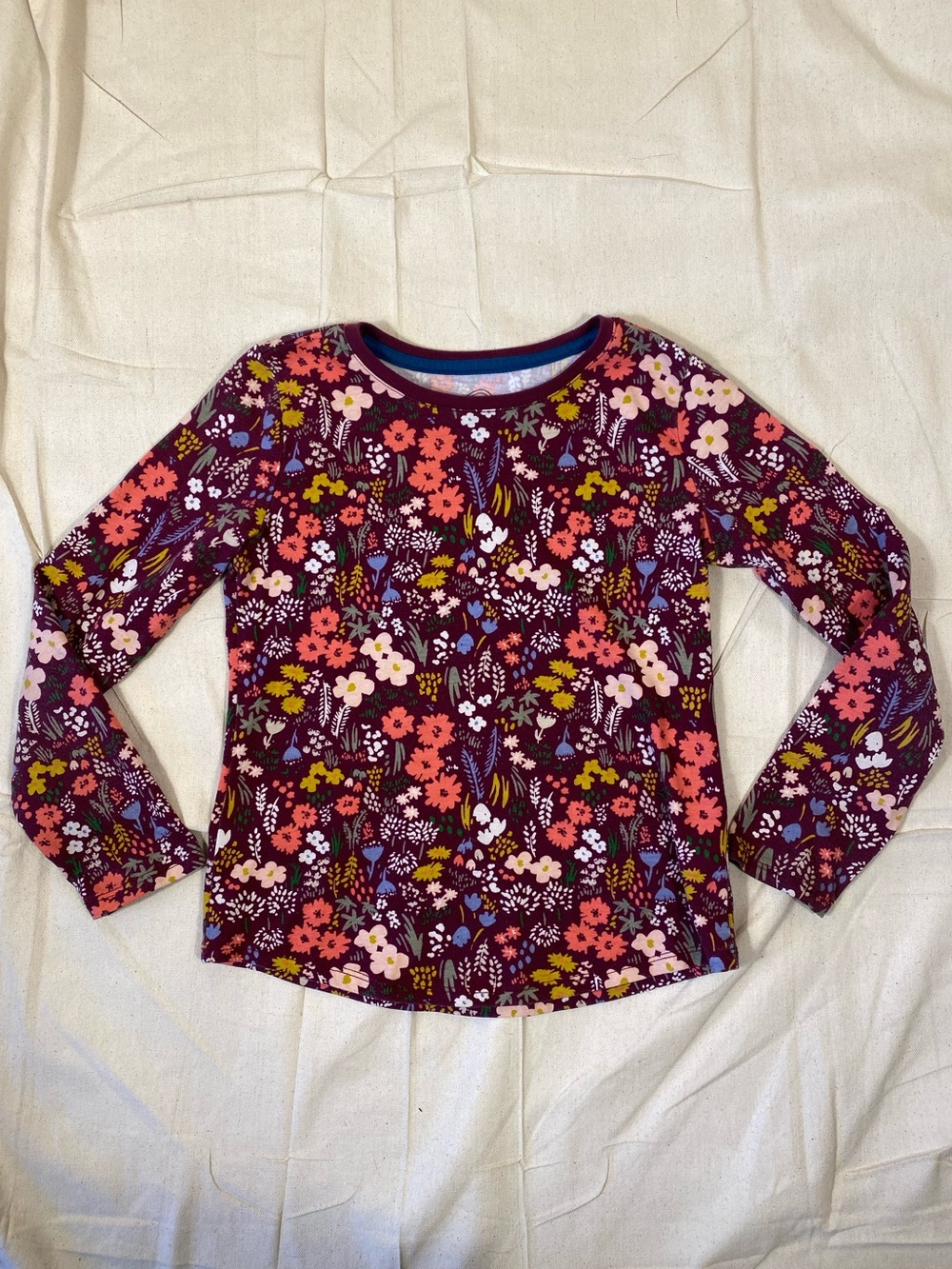 Girls Wonder Nation Burgundy Floral Long Sleeve